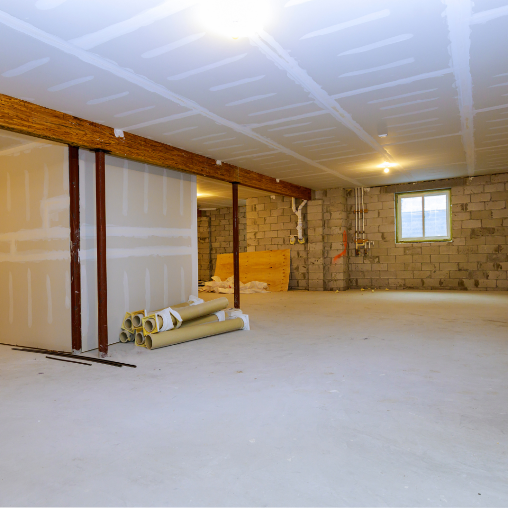 A large unfinished basement.