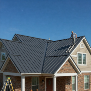 A man installing a new roof.